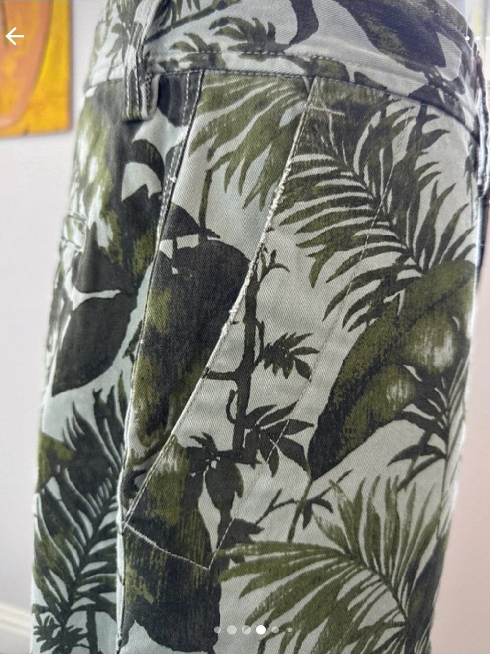 Sun + Stone Olive Green Tropical Print Chinos - Picture 6 of 7